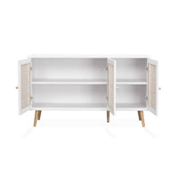 Credenza in cannage 3 porte, 120cm, bianco sporco