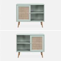 Credenza in cannage, 1 anta, 80cm, verde celadon