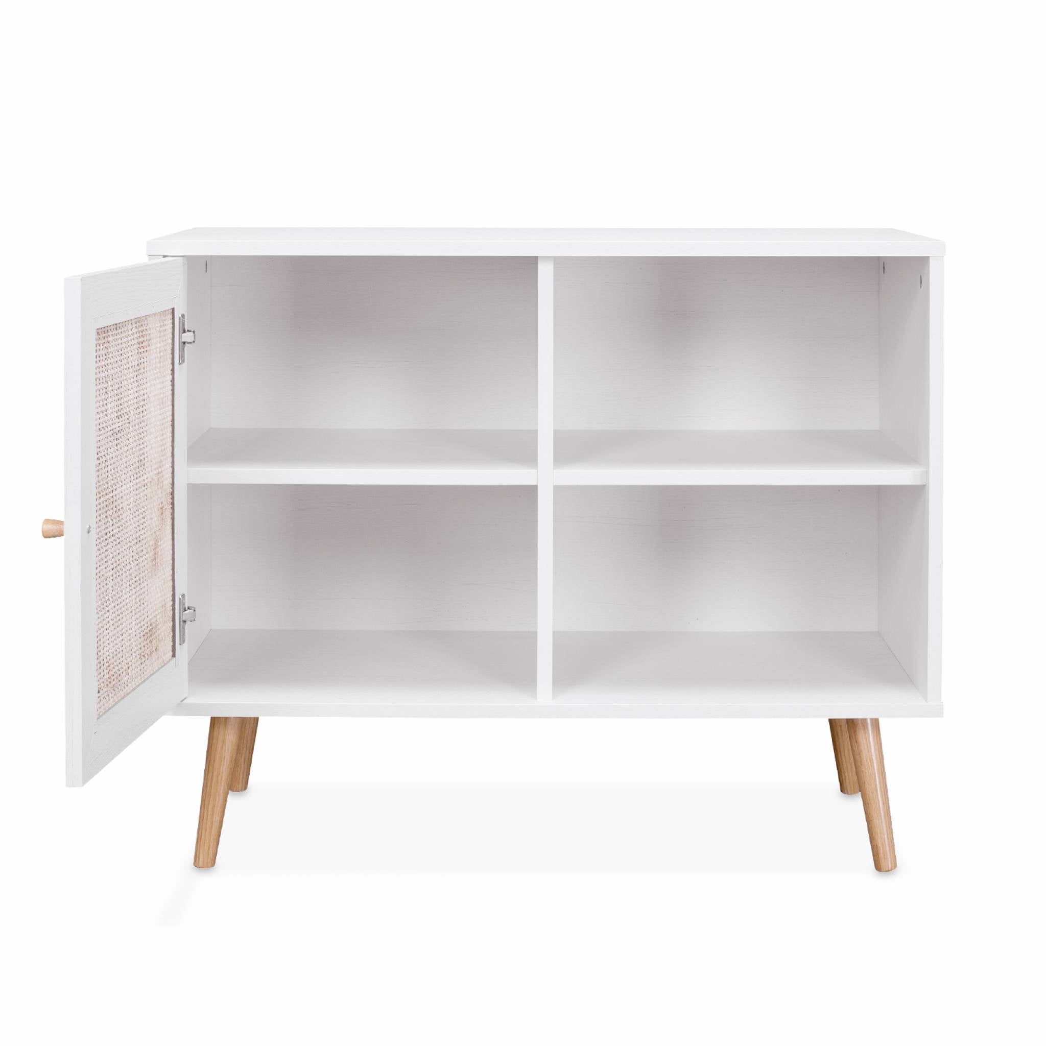 Credenza in cannage, 1 anta, 80cm, bianco sporco