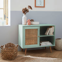 Credenza in cannage, 1 anta, 80cm, verde celadon