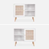 Credenza in cannage, 1 anta, 80cm, bianco sporco