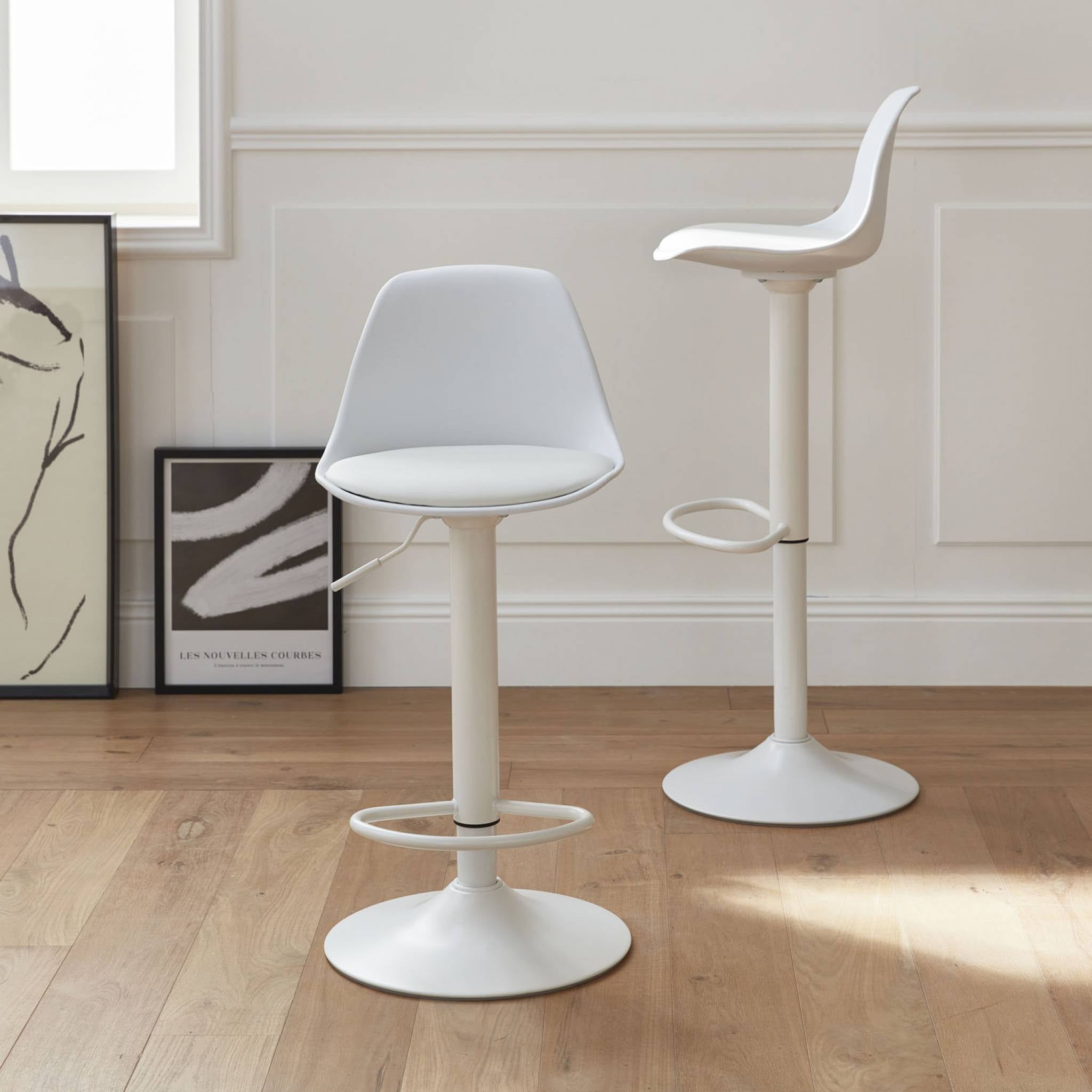 Set di 2 sgabelli da bar in similpelle regolabili, bianco