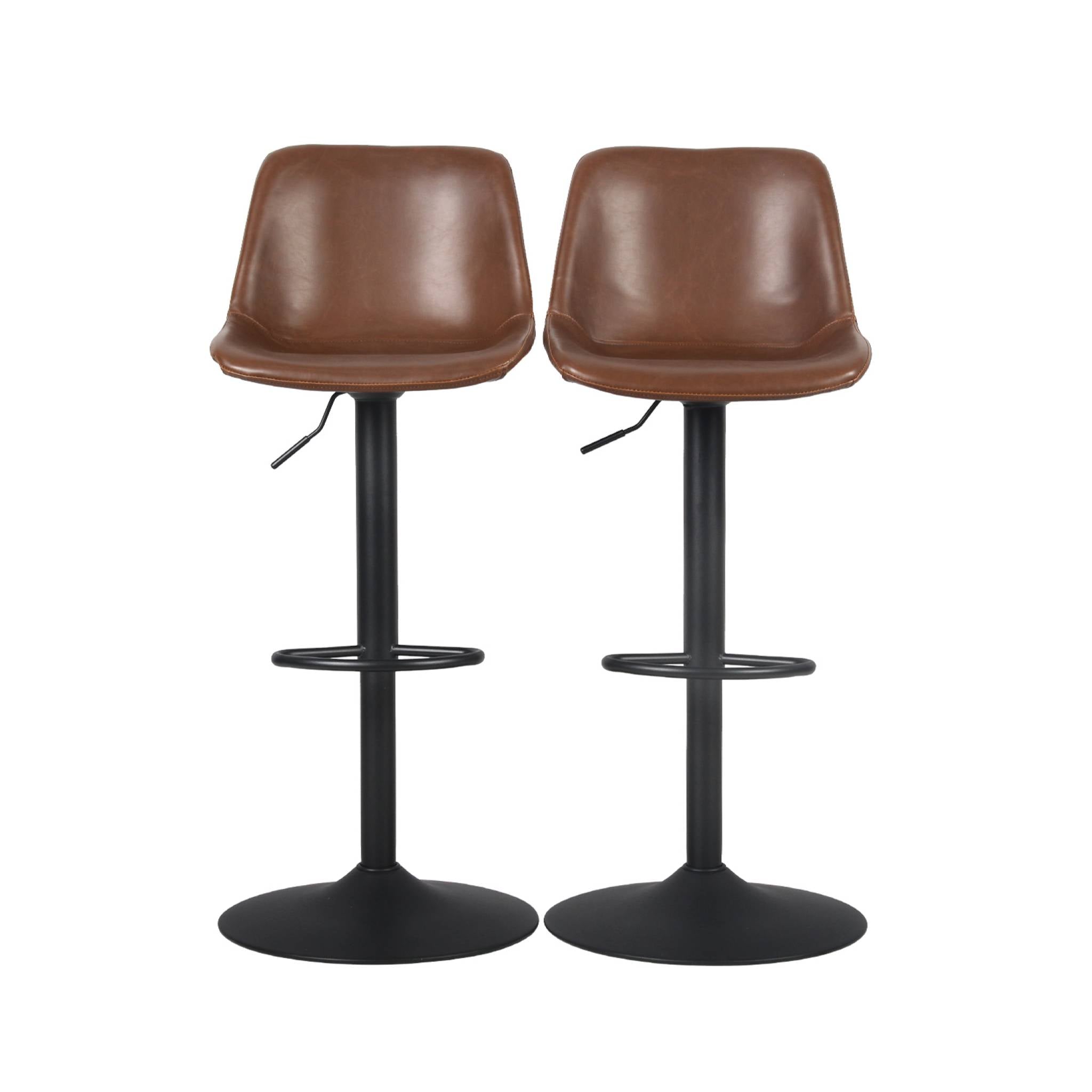 Set di 2 sgabelli da bar in similpelle regolabili, marrone