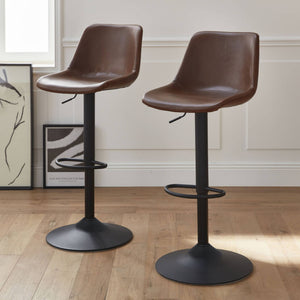 Set di 2 sgabelli da bar in similpelle regolabili, marrone