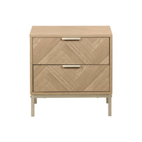 Set di 2 comodini effetto legno con motivo a spina di pesce, marrone