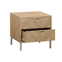 Set di 2 comodini effetto legno con motivo a spina di pesce, marrone