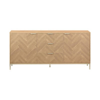 Credenza effetto spina di pesce a 2 ante, 160cm, marrone naturale