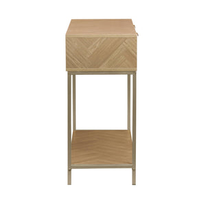 Consolle a spina di pesce con effetto legno, 110cm, marrone naturale