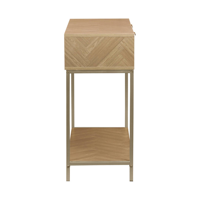 Consolle a spina di pesce con effetto legno, 110cm, marrone naturale