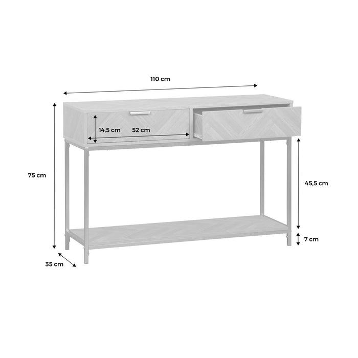 Consolle a spina di pesce con effetto legno, 110cm, marrone naturale