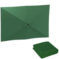 Telo di Ricambio per Ombrellone Rettangolare 3x2 m a 6 Stecche, Poliestere Anti UV 50+, Verde