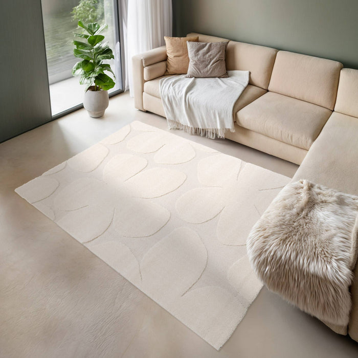 Tappeto interno motivo fiori crema