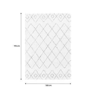 Tappeto shaggy per interni, stile berbero, crema e multicolore