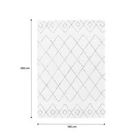 Tappeto shaggy per interni, stile berbero, crema e multicolore