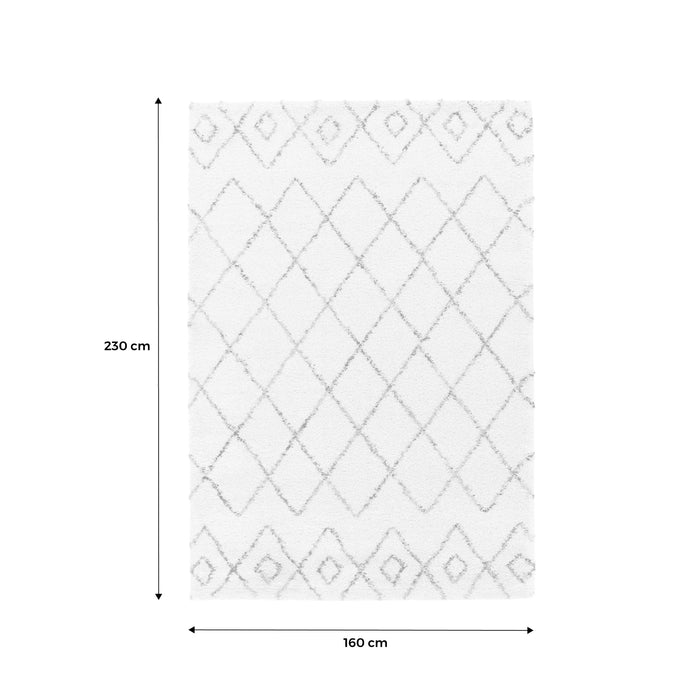 Tappeto shaggy per interni, stile berbero, crema e multicolore