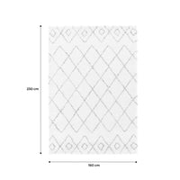 Tappeto shaggy per interni, stile berbero, crema e multicolore