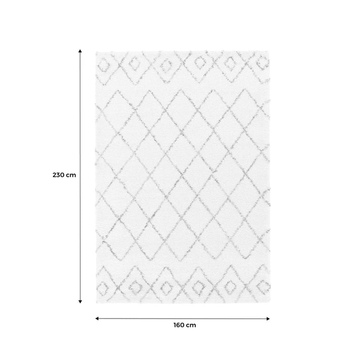 Tappeto shaggy per interni, stile berbero, crema e multicolore