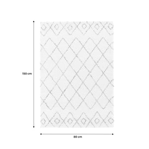 Tappeto shaggy per interni, stile berbero, crema e multicolore