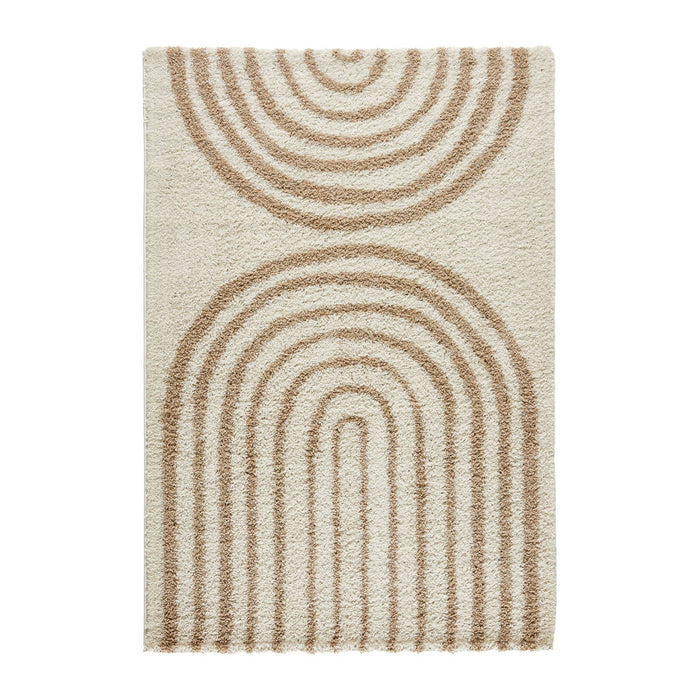 Tappeto interno shaggy, motivi geometrici arcobaleno, beige., beige