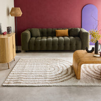 Tappeto interno shaggy, motivi geometrici arcobaleno, beige., beige
