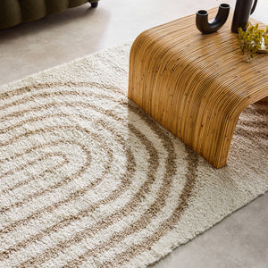 Tappeto interno shaggy, motivi geometrici arcobaleno, beige., beige