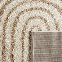 Tappeto interno shaggy, motivi geometrici arcobaleno, beige., beige