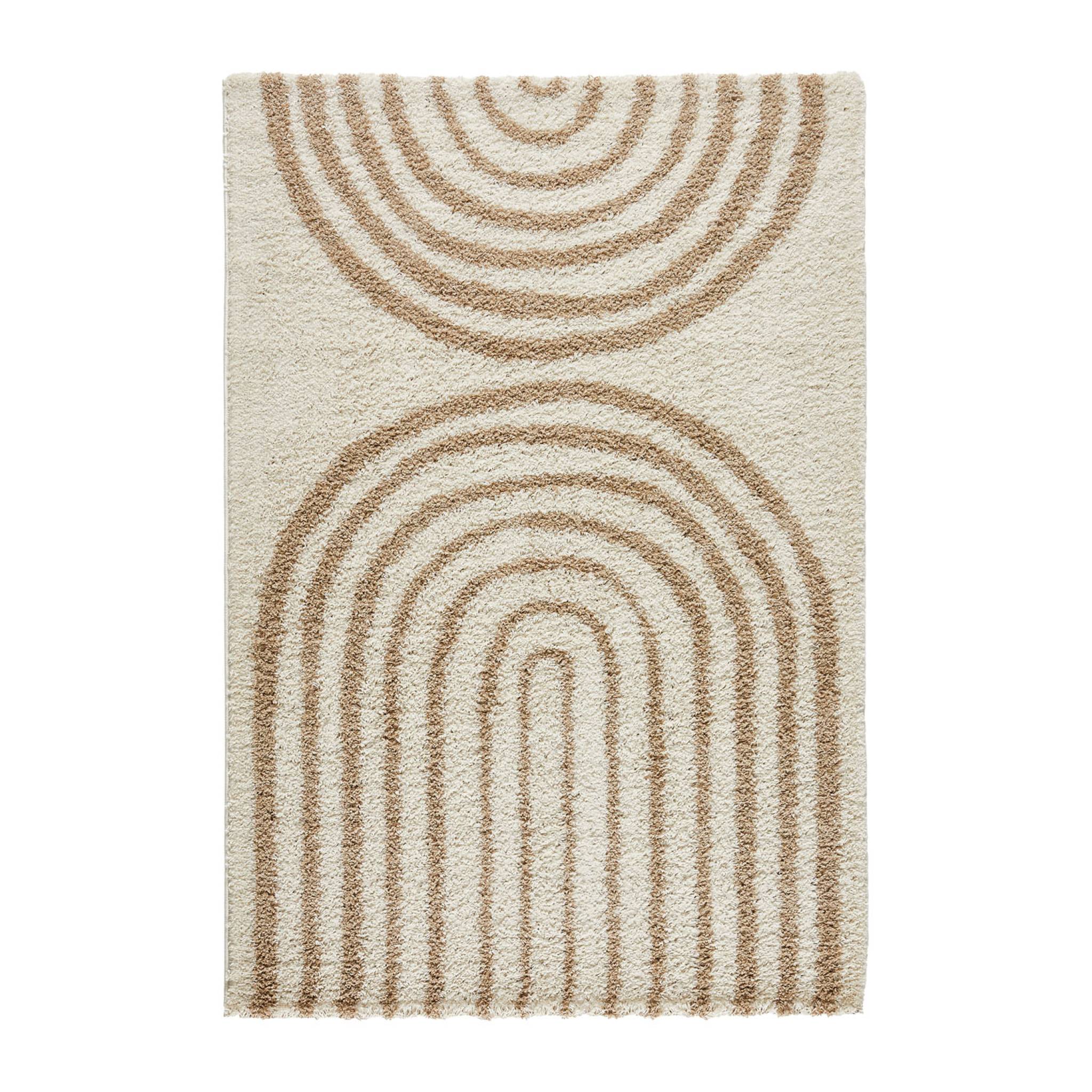 Tappeto interno shaggy, motivi geometrici arcobaleno, beige., beige