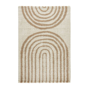 Tappeto interno shaggy, motivi geometrici arcobaleno, beige., beige