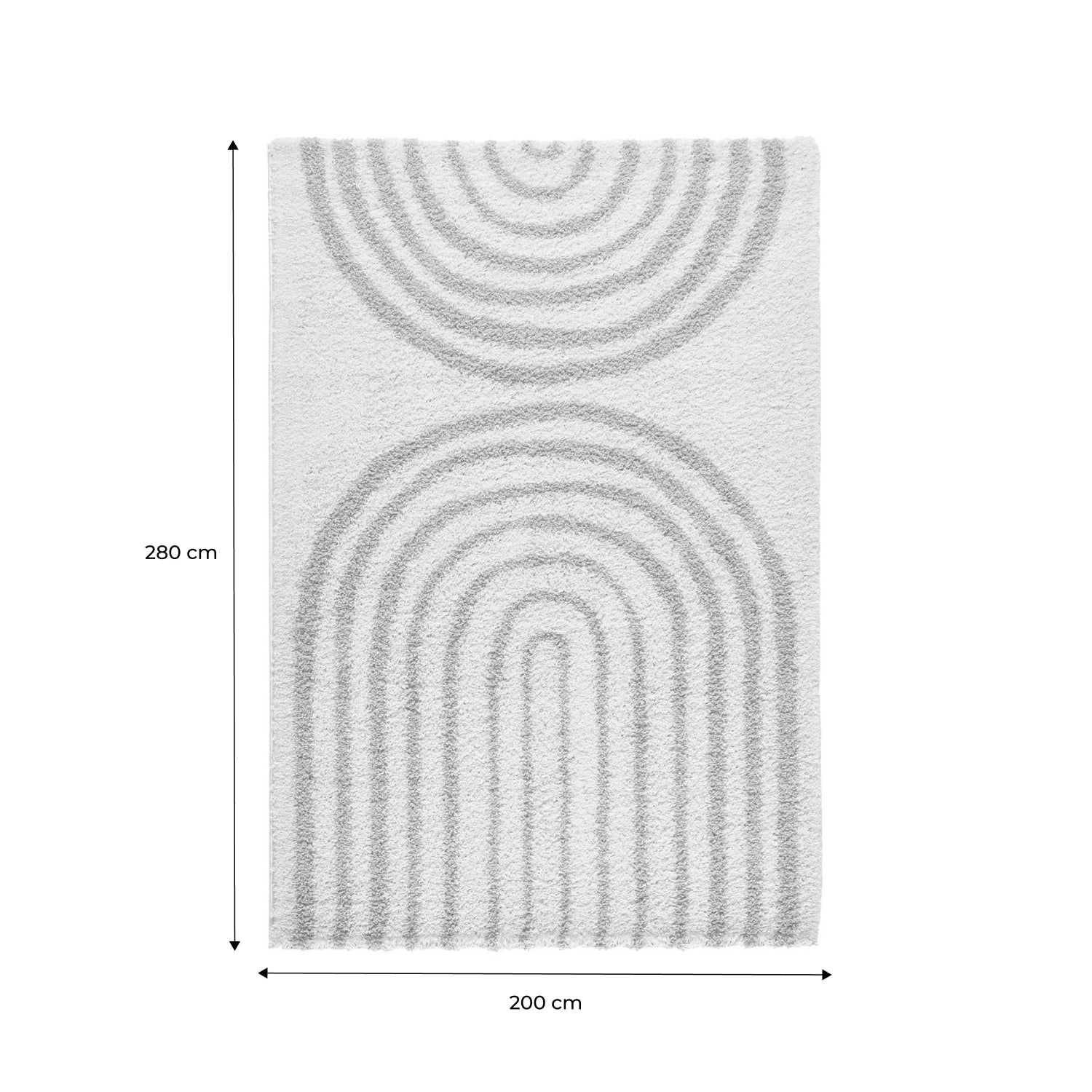 Tappeto interno shaggy, motivi geometrici arcobaleno, beige., beige