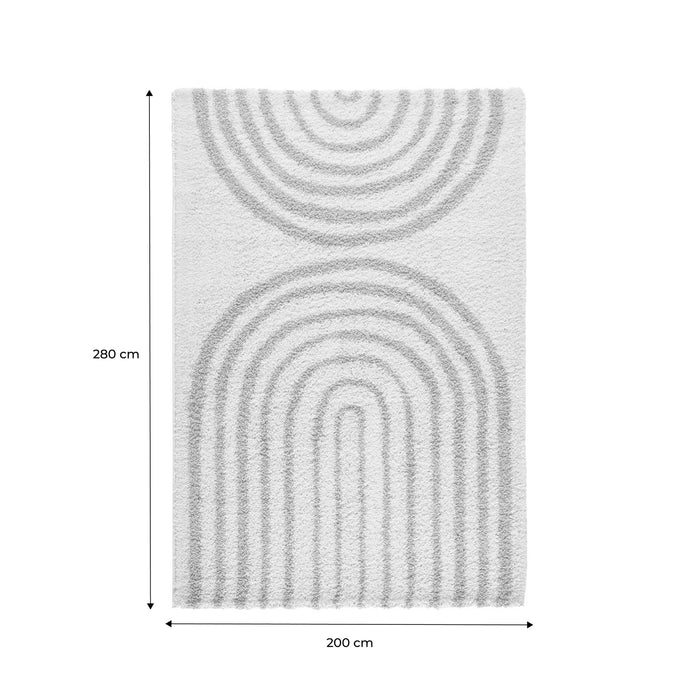 Tappeto interno shaggy, motivi geometrici arcobaleno, beige., beige