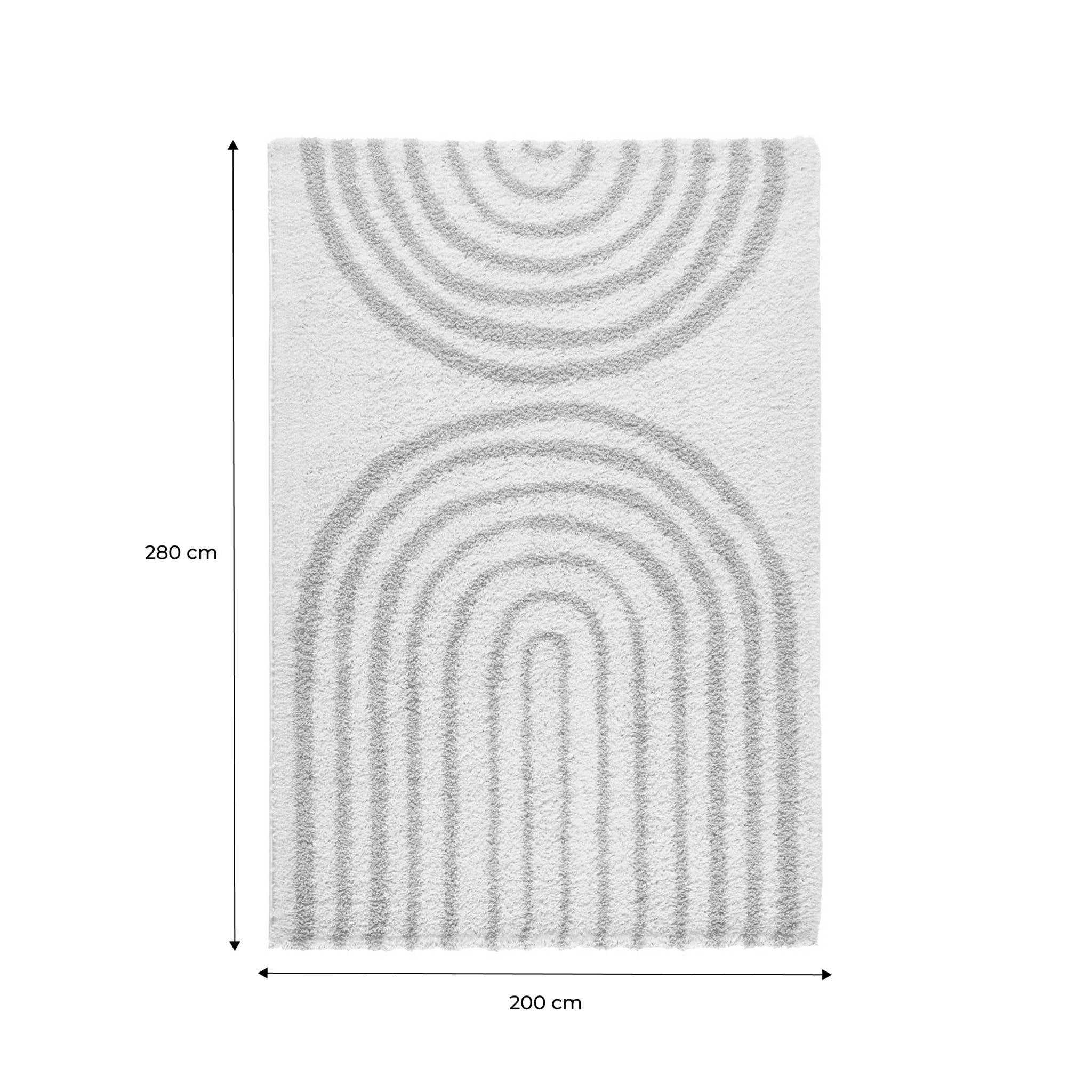 Tappeto interno shaggy, motivi geometrici arcobaleno, beige., beige