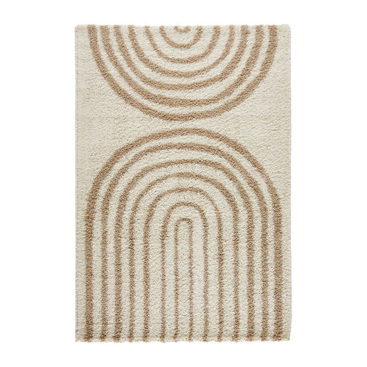 Tappeto interno shaggy, motivi geometrici arcobaleno, beige., beige