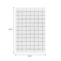 Tappeto interno shaggy motivo a griglia multicolore con frange