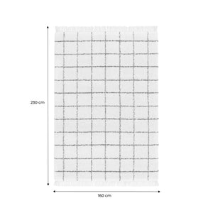 Tappeto interno shaggy motivo a griglia multicolore con frange