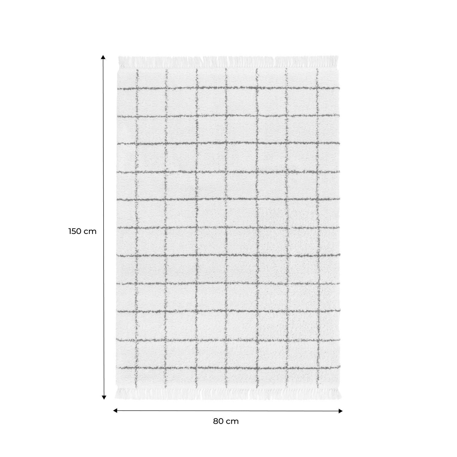 Tappeto interno shaggy motivo a griglia multicolore con frange
