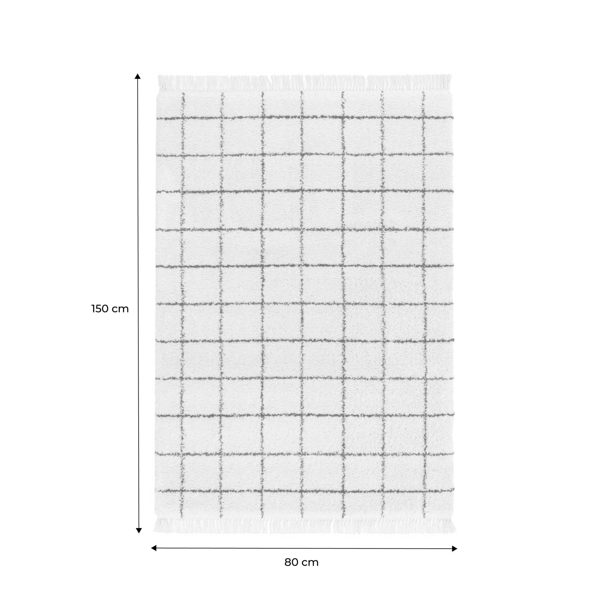 Tappeto interno shaggy motivo a griglia multicolore con frange