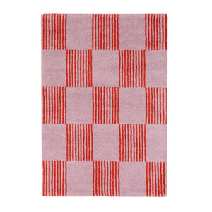 Tappeto interno a scacchi rosso e rosa