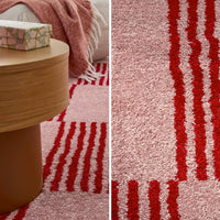 Tappeto interno a scacchi rosso e rosa