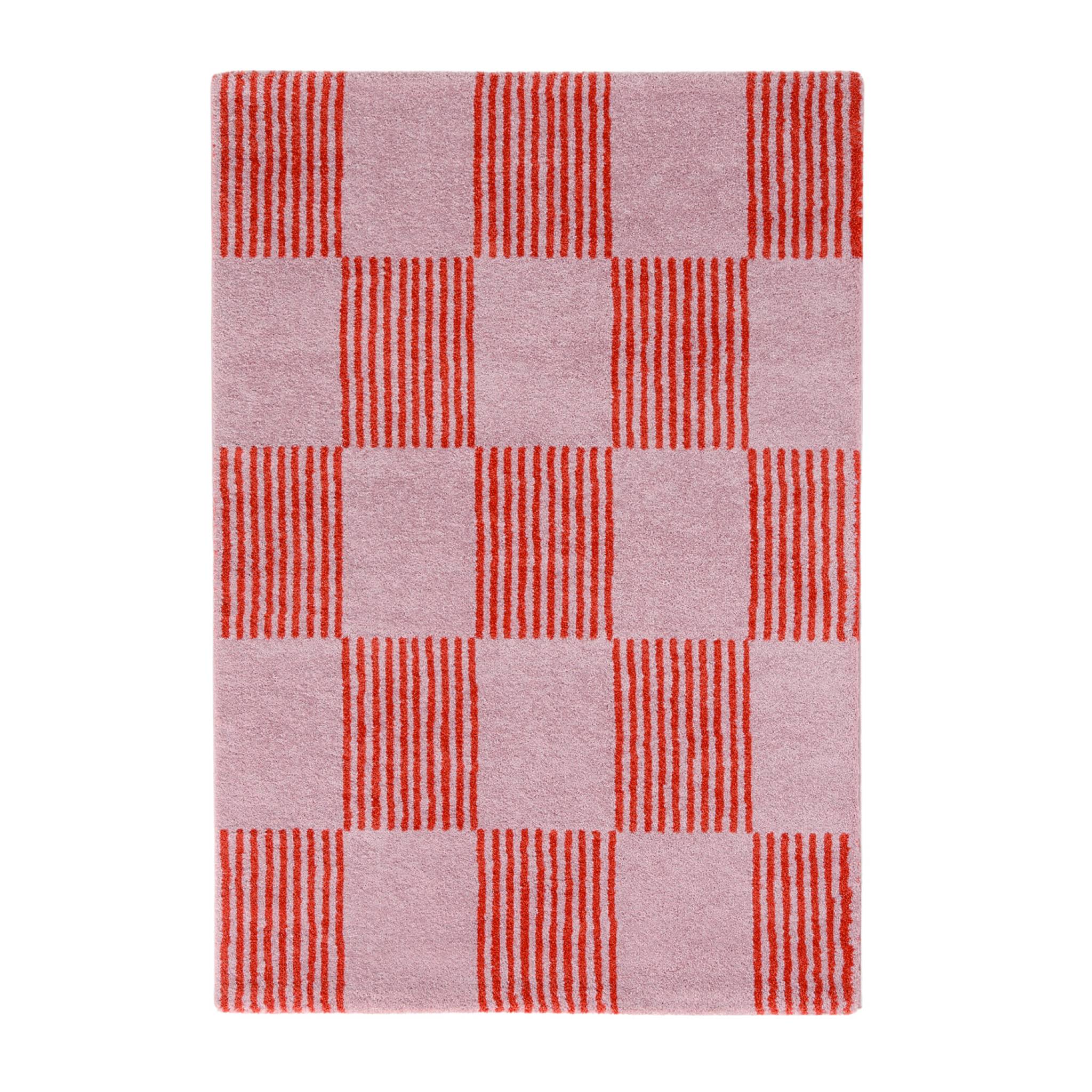 Tappeto interno a scacchi rosso e rosa