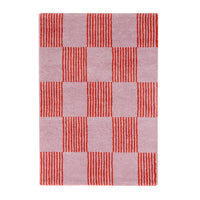 Tappeto interno a scacchi rosso e rosa