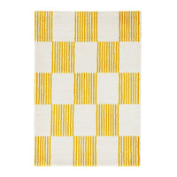 Tappeto interno a scacchi giallo e bianco