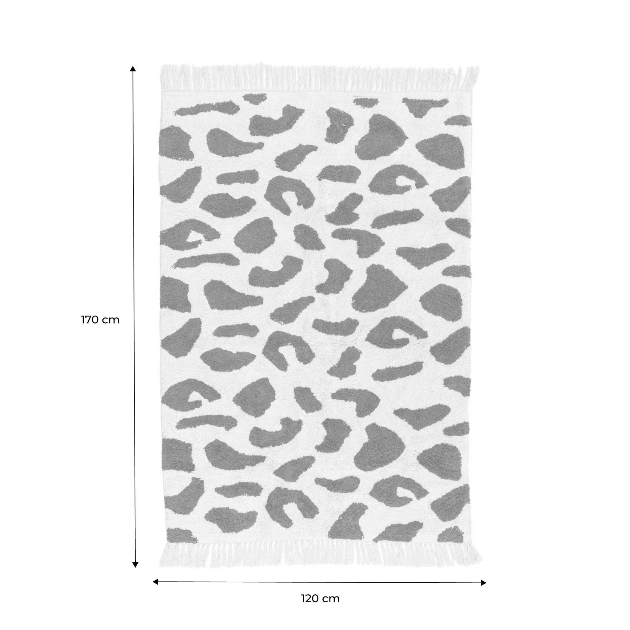 Tappeto interno cotone motivo maculato verde scuro con frange