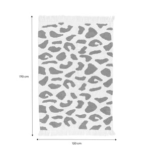 Tappeto interno cotone motivo maculato verde scuro con frange