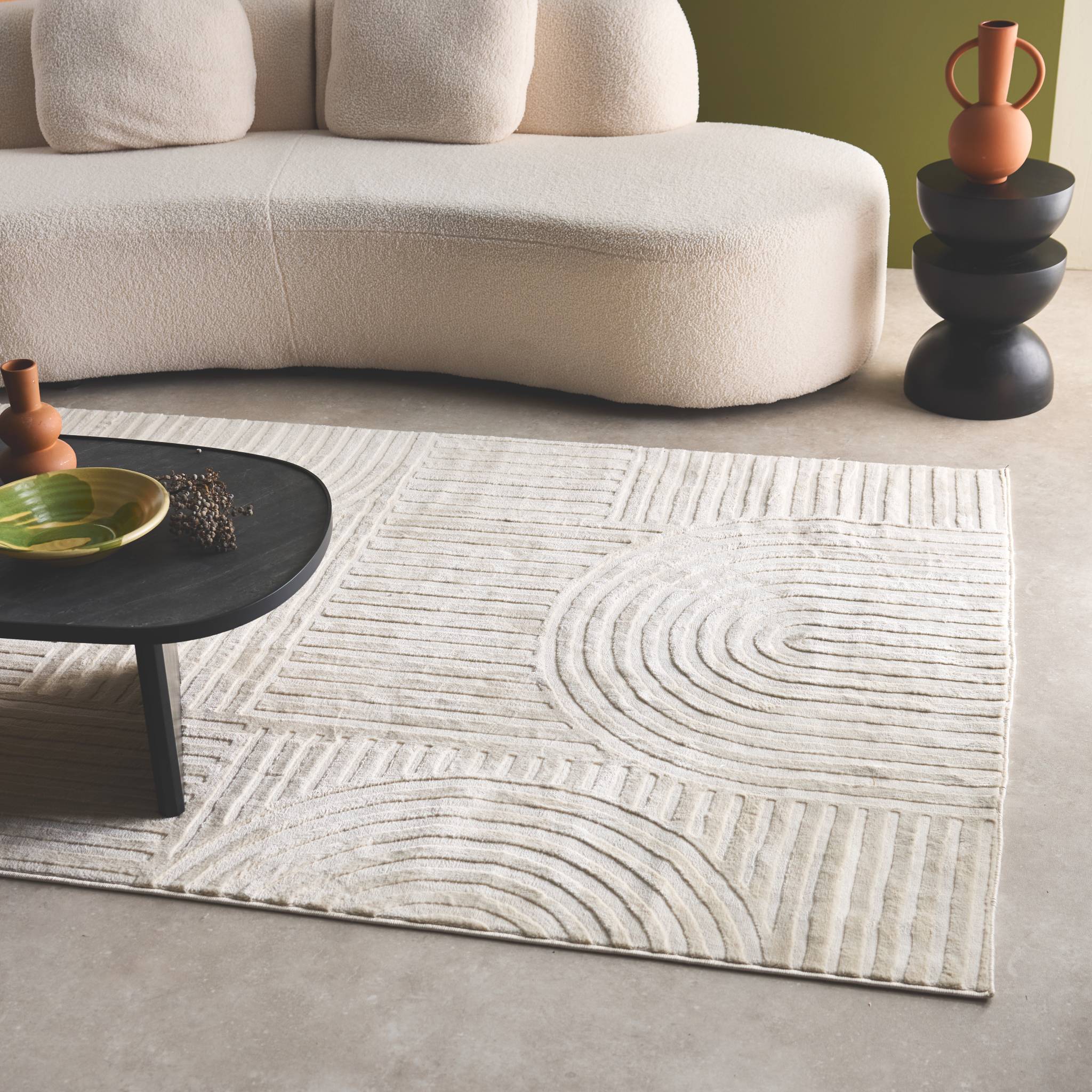 Tappeto da interno motivo grafico archi, crema, crema