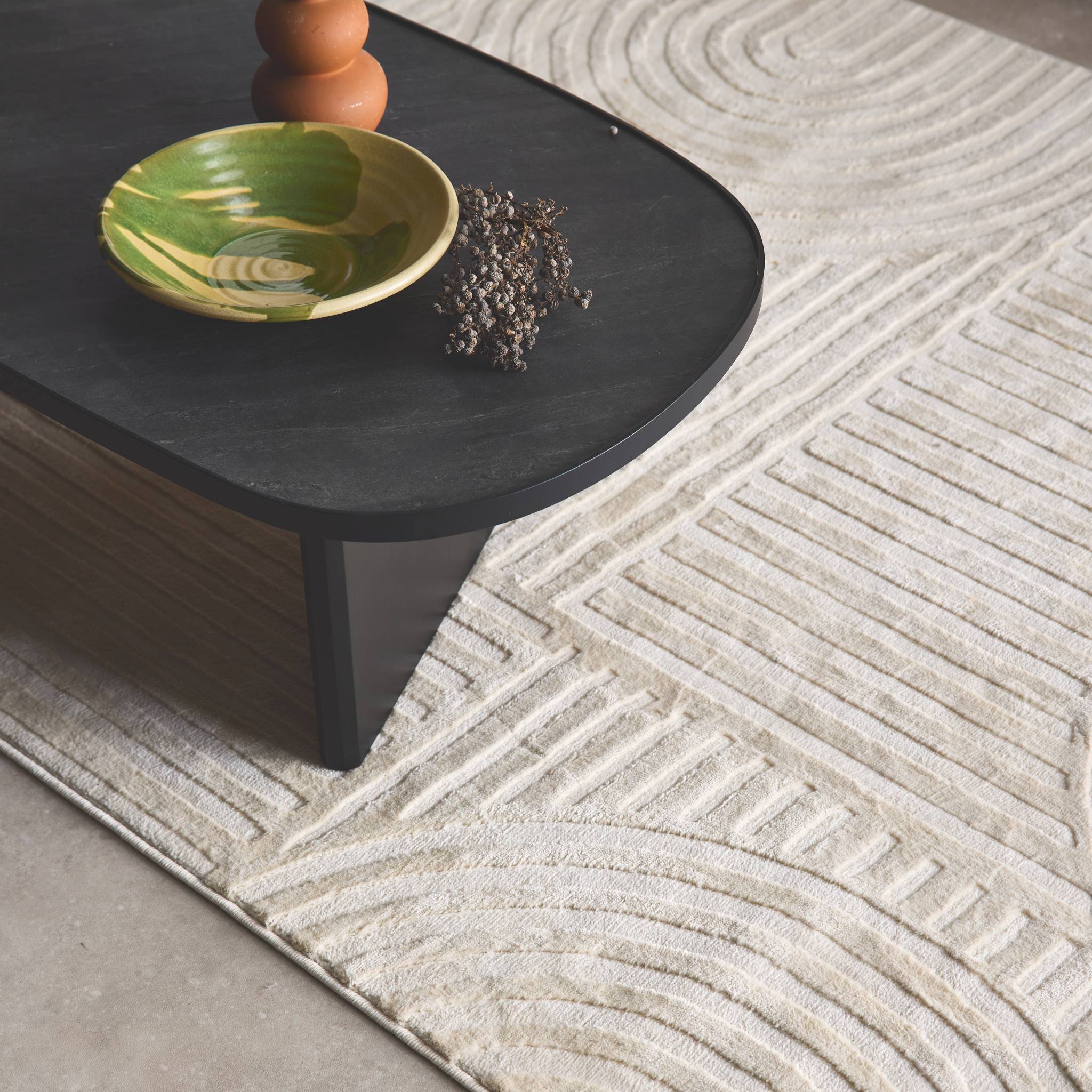 Tappeto da interno motivo grafico archi, crema, crema