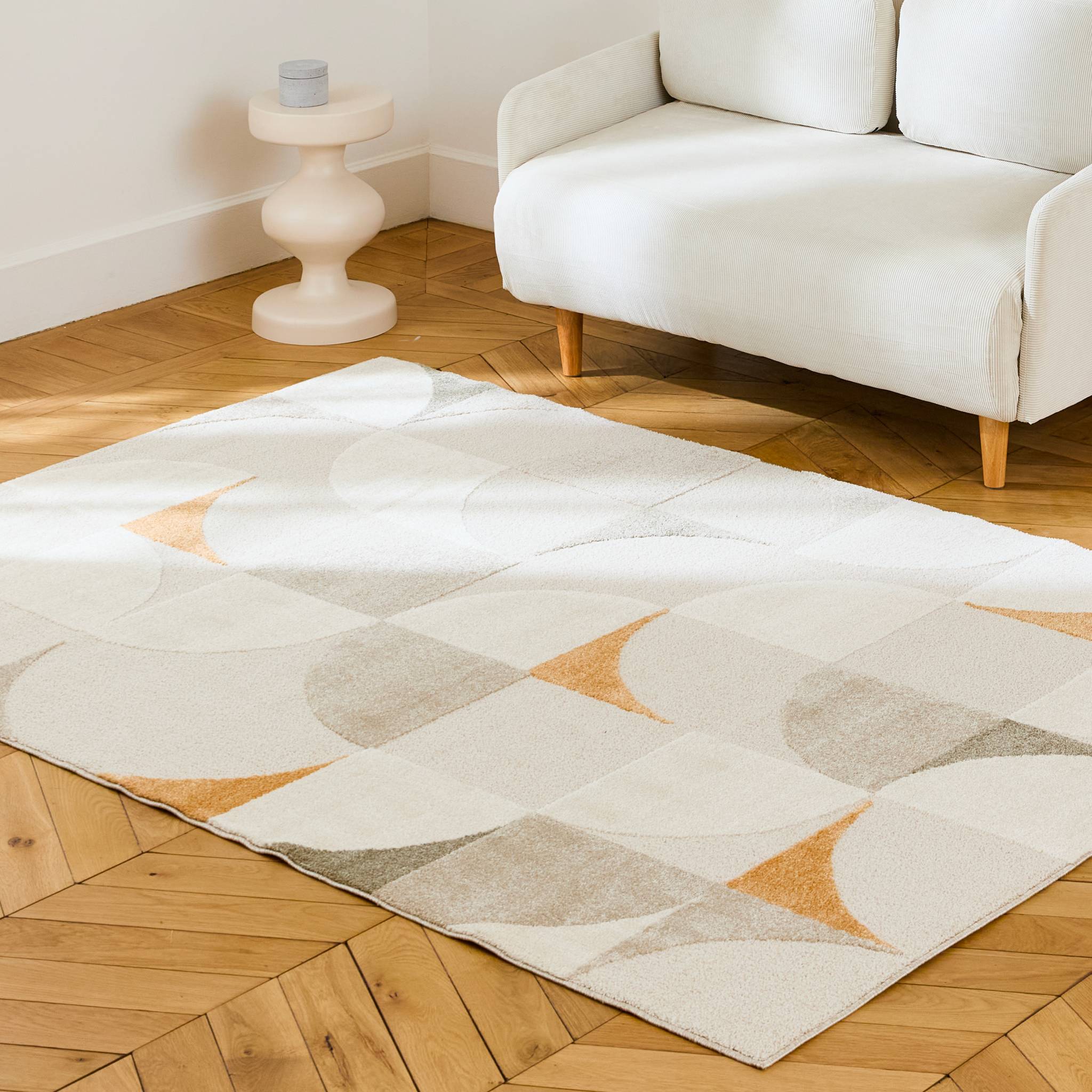 Tappeto interno con motivo retrò color crema