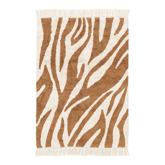 Tappeto interno cotone motivo zebrato color mattone