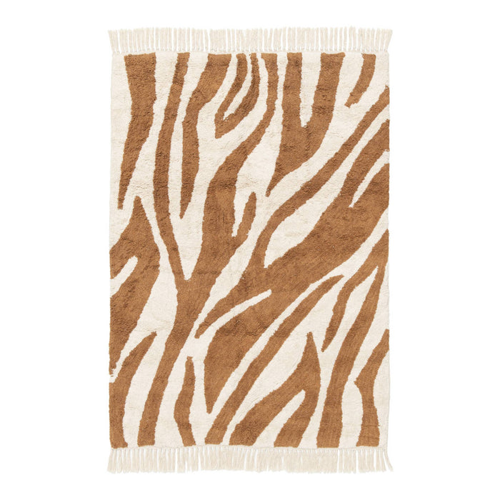 Tappeto interno cotone motivo zebrato color mattone