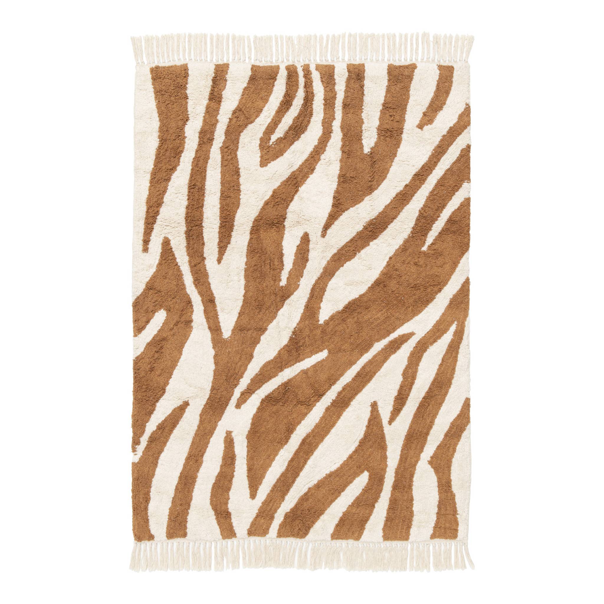 Tappeto interno cotone motivo zebrato color mattone