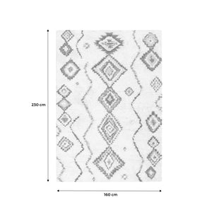 Tappeto shaggy per interni, stile berbero, crema e multicolore